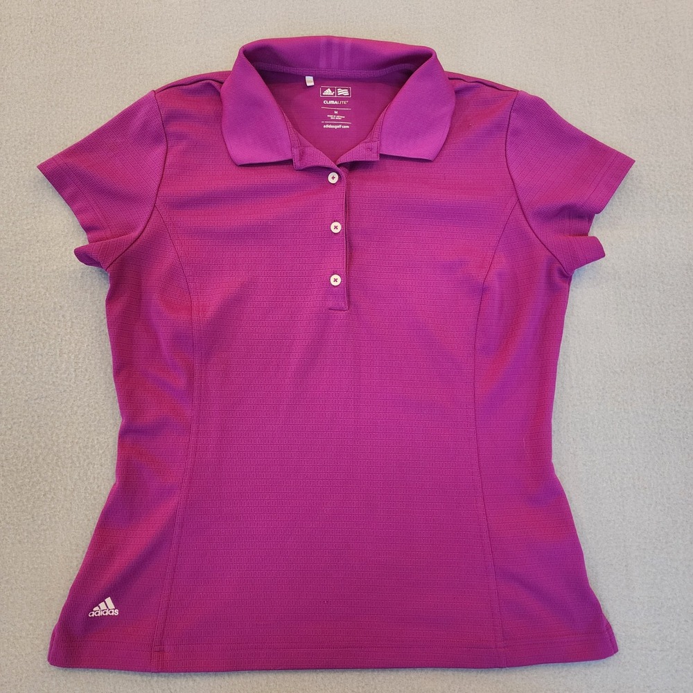 Adidas Golf Climalite Polo Shirt Womens Medium Magenta Purple Short Sleeve Top